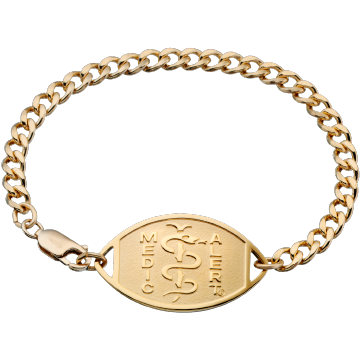 QR Code Classic Embossed Medical ID Bracelet 10k Gold, Gold, large image number 1